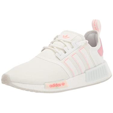 Imagem de adidas Originals Tênis feminino NMD_R1, branco/vermelho ácido, 36, Branco/Branco/Vermelho ácido