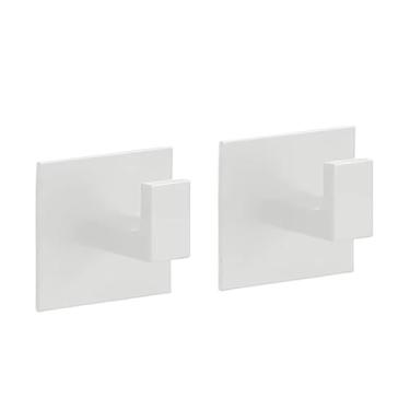 Imagem de 1-4 pçs adesivo forte gancho de parede adesivo pendurar roupas cabide chuveiro roupão cozinha banheiro toalha gancho suporte (branco, 2 peças)