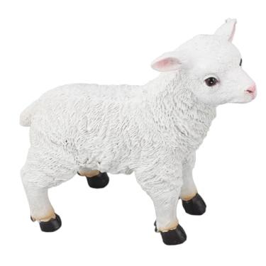 Imagem de Generic Estátua de Ovelha Escultura de Jardim de Resina Realista para Decoração Ao Ar Livre, Figura de Cordeiro Requintada e Vibrante para Decoração de Casa (De pé)