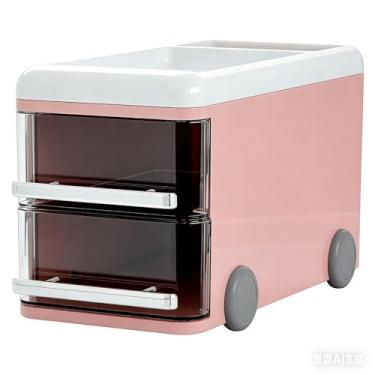 Imagem de SUNGOOYUE Porta-canetas, 8,46 X 4,53 X 4,92 pol. PP Organizador de Lápis de Plástico Caixa de Armazenamento de Mesa Com Gaveta para Artigos de Papelaria Pincéis de Maquiagem Material de (Rosa)