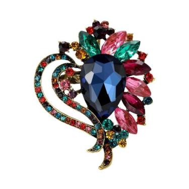 Imagem de Broche De Flor Com Strass Unissex Para Mulheres, Alfinetes De Moda Em 