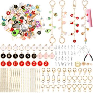 Imagem de DRHWEFSQ Chaveiro de brilho labial, kit faça você mesmo, 236 berloques, 50 correntes, 60 clipes, 300 anéis de salto e alicate para chaveiros personalizados, presentes feitos à mão para iniciantes (kit