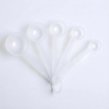 Imagem de Conjunto de colheres de medição, 5 peças, pequenas colheres transparentes com marcações de grama para café, leite em pó, farinha de arroz e ferramentas de cozimento, porção fácil para potes e