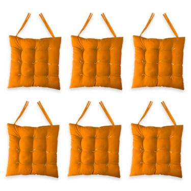 Imagem de Kit com 6 Assentos Futon 40x40cm - Almofadas para Cadeira de Jantar, Pallet e Bancos, Confortáveis e Duráveis, Versáteis para Casa e Eventos (Mostarda)
