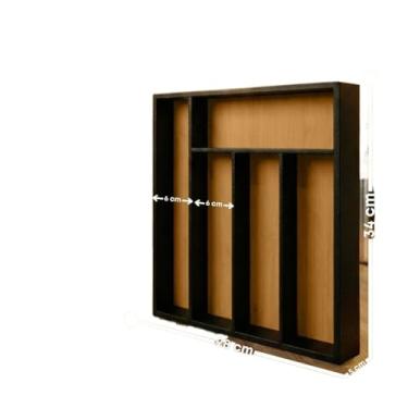 Imagem de porta talher em bambu organizador de gaveta(Estático preto)