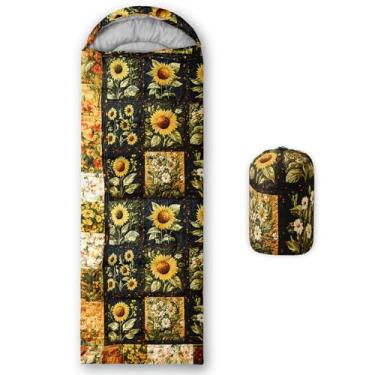 Imagem de lneffble Saco de dormir com girassol amarelo, adequado para crianças, meninos e meninas, portátil, impermeável, compacto e leve, ótimo para acampamento ao ar livre, mochila e caminhada