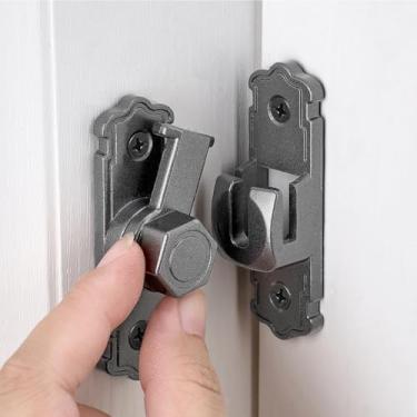 Imagem de Wocoe Trava de porta de celeiro cinza 90/180°, fechadura de porta de ângulo reto, trava flip de liga de alumínio para armários, celeiro, banheiro, janelas, jardins, armários e gaiolas para animais de