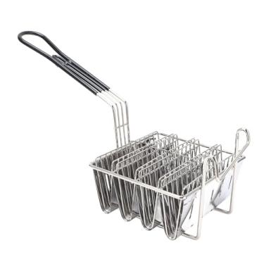 Imagem de Cesta de fritadeira Taco Shell de aço inoxidável em forma de V com alça de borracha para fritar 4 cascas de tortilha ao mesmo tempo para cozinhas domésticas e restaurantes