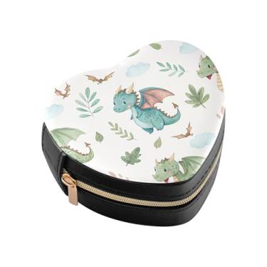 Imagem de Burbuja Mini caixa de joias em forma de coração de dragão para mulheres e meninas, estojo portátil organizador de armazenamento para brincos, anéis, colares e pulseiras