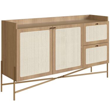 Imagem de Aparador Buffet Para Sala de Jantar 139cm Industrial Indy A03 Hanover Dourado - Lyam Decor