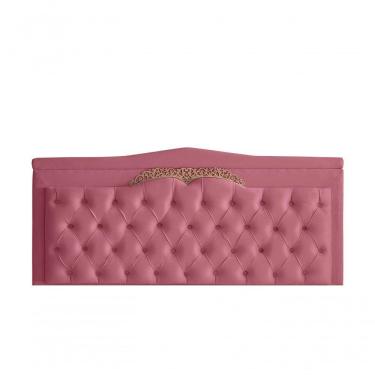 Imagem de Cabeceira De Cama Box Painel Barcelona Casal 140 Cm Retro Capitonê Botão Encapados Suede Rosa Bebê Do Lar Móveis