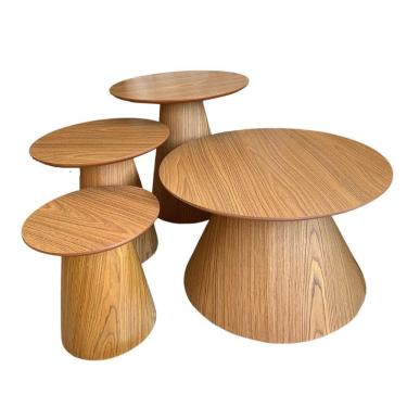 Imagem de Conjunto De Mesas Laterais E Centro Cone Redonda Marrom