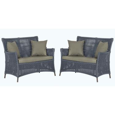 Imagem de 2 Sofás área Externa Igapó Alumínio Marrom Corda Náutica E8 Prata