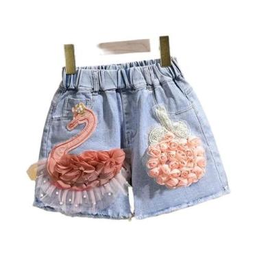 Imagem de Calças Jeans De Algodão Para Meninas, Estilo Verão, Com Estampa De Cis