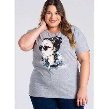 Imagem de T-shirt Feminina Plus Size Malha Algodão c/ Estampada - Serena-Feminino