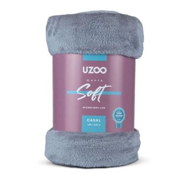 Imagem de Manta Microfibra Flannel Soft Casal 180x220cm - Uzoo Manta Microfibra Flannel Soft Casal 180x220cm Cinza