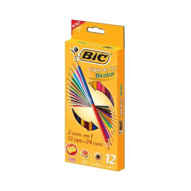 Imagem de Lápis de Cor Bic Bicolor 12 Lápis e 24 Cores