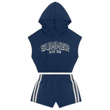 Imagem de Conjunto infantil menina com capuz Brandili, 10, Azul