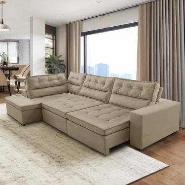 Imagem de Sofá de Canto Retrátil e Reclinável com Molas 3,00x2,00 Marília Suede 