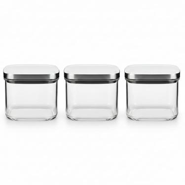 Imagem de Jogo 3 Potes Herméticos 850ml De Vidro Boro e Tampa Inox Casambiente