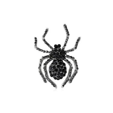 Imagem de Broche de Aranha Preta com Strass Teyolo 3,5x4,8 cm