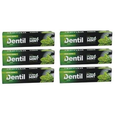 Imagem de Kit c/ 6 Creme Dental Ultra Mint Refrescante Sem Fluor Dentil 70g