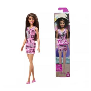 Imagem de Boneca Barbie Fashion Vestido Rosa 30 Cm - Mattel, Morena