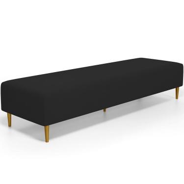 Imagem de Puff Decorativo Sala de Estar Bali W01 Pés Palito 210x60cm Suede Preto - Lyam Decor