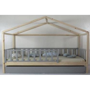 Imagem de Bicama Montessoriana Solteirão Frente Casinha Colorida Madeira Maciça 