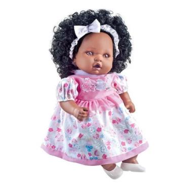 Imagem de Boneca Baby Angelina Negra Fala 62 Frases C/ Mamadeira - Milk