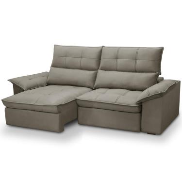 Imagem de Sofá 3 Lugares Retrátil Reclinável Para Sala 230cm Giotto F04 Veludo Marrom Claro - Lya...