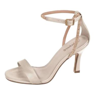 Imagem de Sandalia Feminina Salto Medio Fino Strass Brilhante Bebece