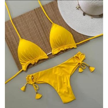 Imagem de Biquini Cortininha com Calcinha Fio Duplo - Nayklê Moda Praia, Amarelo