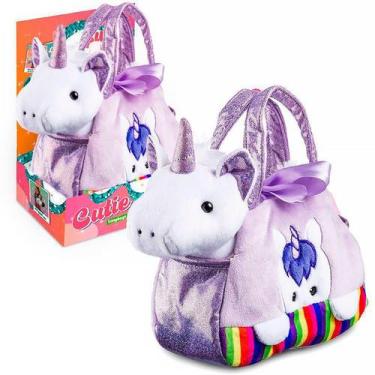 Imagem de Pelúcia Cutie Handbags Unicórnio Roxo Bolsa BR1712 - Multikids