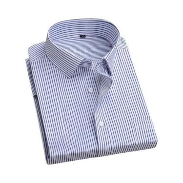 Imagem de Camisa De Algodão Slim Fit Masculina De Manga Curta Moda Casual Primav