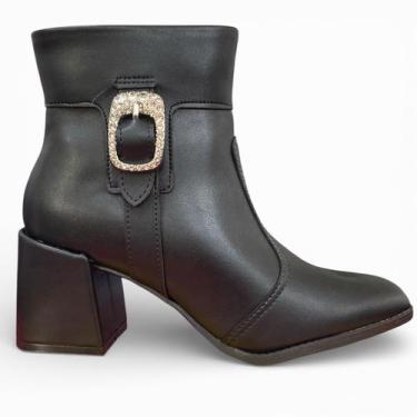 Imagem de Bota Moleca Lumina Buckle Ankle Boot, Preto, 36