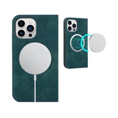 Imagem de Capa Carteira Magnética De Couro Vintage Para iPhone pro Max Mini Com 