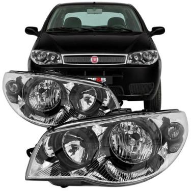 Imagem de Farol Dianteiro Esquerdo Palio G3 Máscara Cromada 2004 a 2014 - DFEB, 