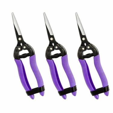 Imagem de Kit 3 Tesoura Colheita Poda Ponta Reta Cabo Emborrachado Mola 18cm PAL