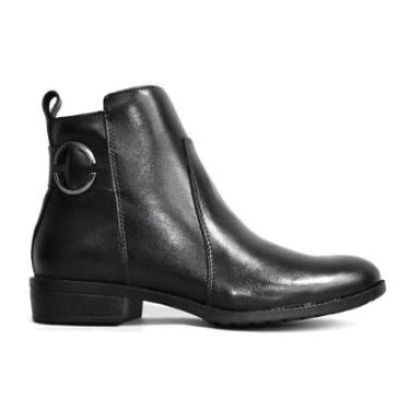 Imagem de Bota Godiva Salto Baixo Couro Feminina Preta-Feminino