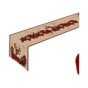 Imagem de Caminho De Mesa Vintage Com Flores Vermelhas Para O Natal 2025, Toalha