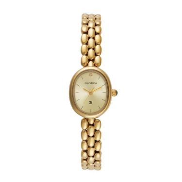 Imagem de Relogio Mondaine Feminino 33051lpmvdm1 Oval Bracelete Dourado Discreto Casual-Feminino