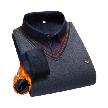 Imagem de Suéter Masculino De Fleece Plush, Pullover Casual Para Outono E Invern