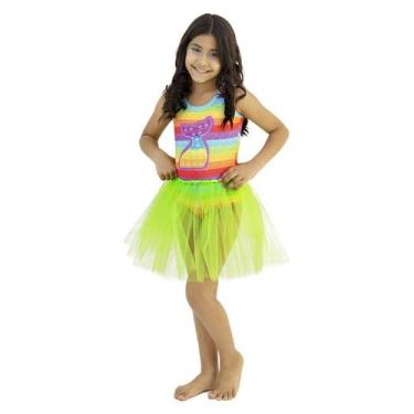 Imagem de Fantasia Carnaval Menina Pop It Sereia Infantil Body e Saia - Fantasia