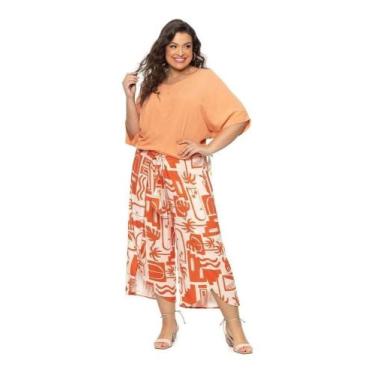 Imagem de Calça Feminina Pantacourt Estampada Envelope Plus Size - Secret Glam