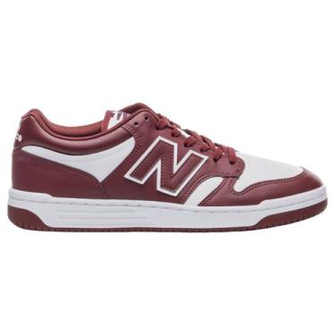 Imagem de Kit Tênis New Balance 480 Low Masculino Original, 38, Vinho, Branco, M