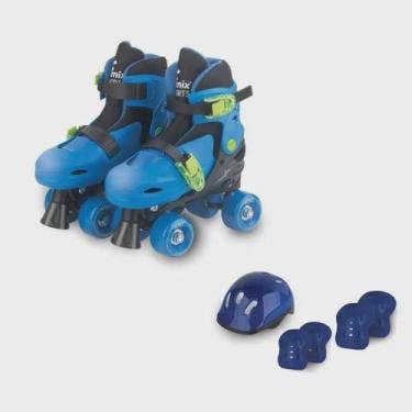 Imagem de Patins Ajustável 4 Rodas Com Acessórios Fenix Azul 