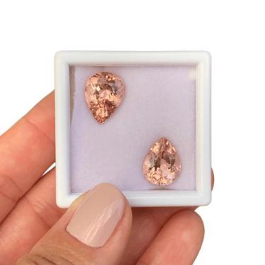 Imagem de Morganita Peachy Gota Par 11,12ct - SP GEMAS