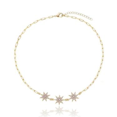 Imagem de Colar Banhado A Ouro 18k Com Estrelas Cravejadas - Carolina Alcaide