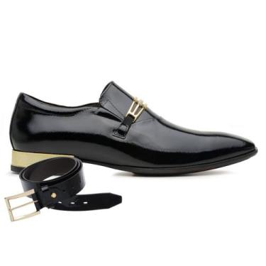 Imagem de Sapato Social Jota Pe Preto Gold + Cinto 22801, 43